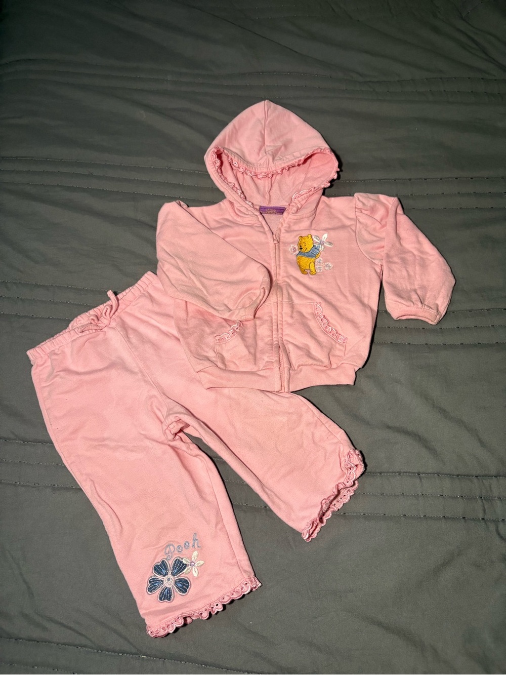Disney Pink Hoodie with Winnie the Pooh Embroidery